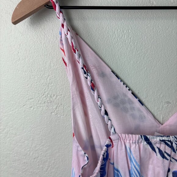 LOFT Fish Print Maxi Dress NWT Size Small Cotton Braided Straps Summer - Picture 7 of 10